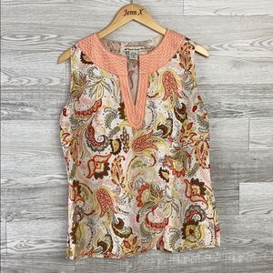 David Brooks Orange Sleeveless linen mix Blouse